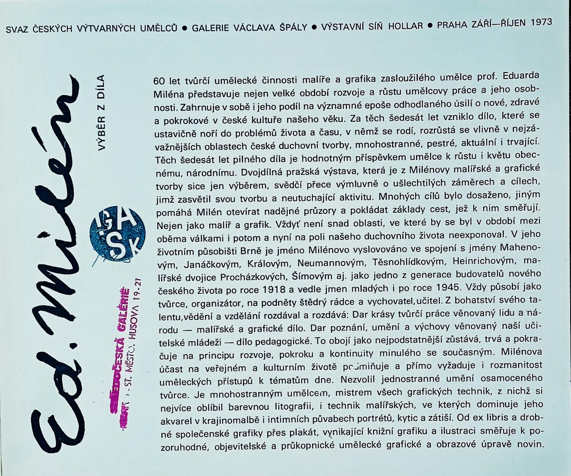 Eduard Milén – Výběr z díla