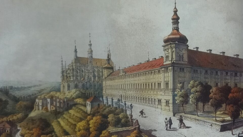 Historická pohlednice zobrazující Jezuitskou kolej