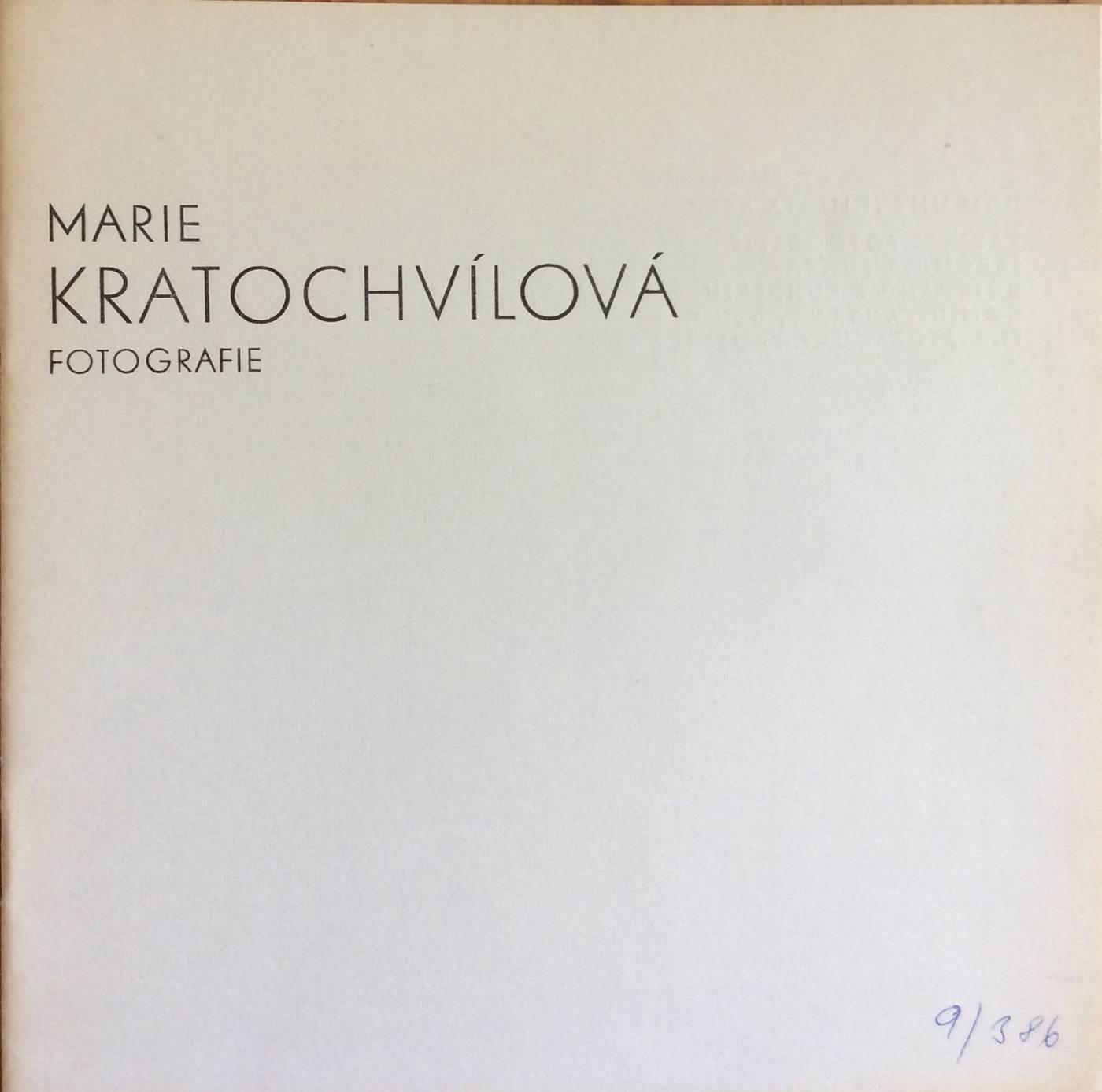 Marie Kratochvílová – fotografie