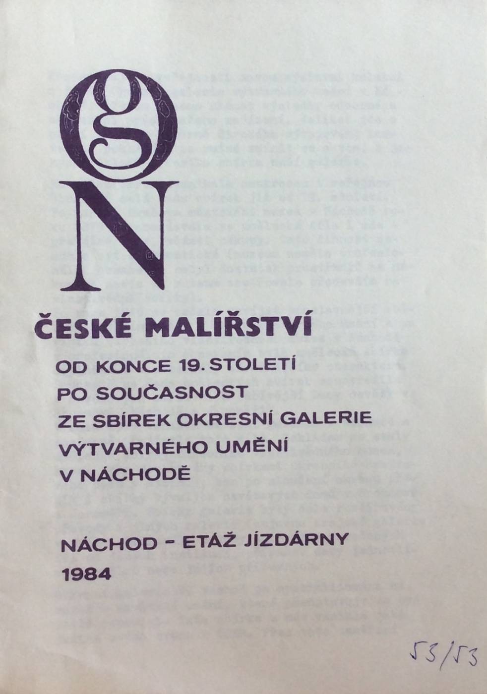 České malířství od konce 19. století po současnost ze sbírek Okresní galerie výtvarného umění v Náchodě